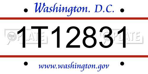 1T12831 District Of Columbia License Plate