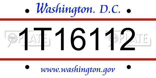 1T16112 District Of Columbia License Plate