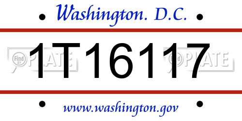1T16117 District Of Columbia License Plate