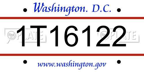 1T16122 District Of Columbia License Plate