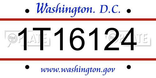 1T16124 District Of Columbia License Plate