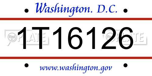 1T16126 District Of Columbia License Plate