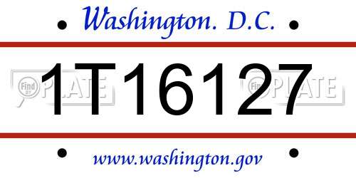 1T16127 District Of Columbia License Plate