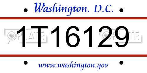 1T16129 District Of Columbia License Plate