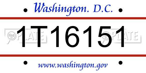 1T16151 District Of Columbia License Plate