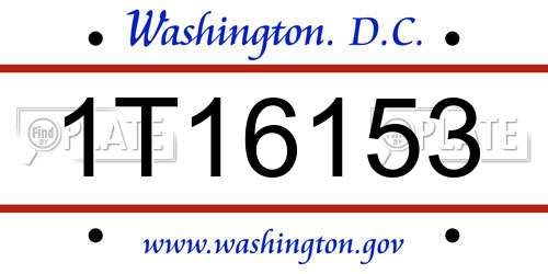 1T16153 District Of Columbia License Plate