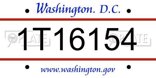 1T16154 District Of Columbia License Plate