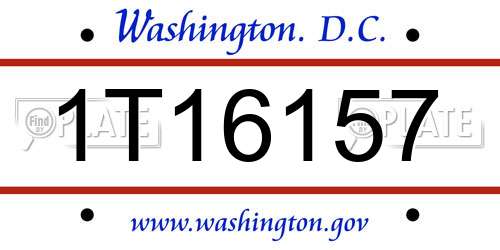 1T16157 District Of Columbia License Plate