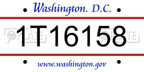 1T16158 District Of Columbia License Plate