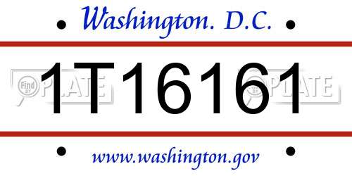 1T16161 District Of Columbia License Plate