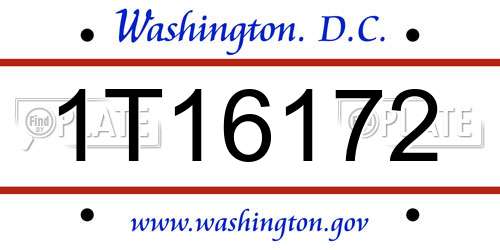 1T16172 District Of Columbia License Plate