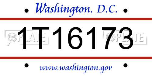 1T16173 District Of Columbia License Plate