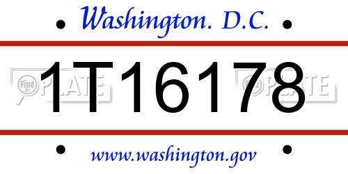 1T16178 District Of Columbia License Plate