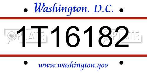 1T16182 District Of Columbia License Plate