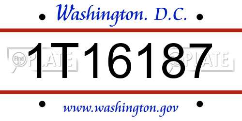 1T16187 District Of Columbia License Plate