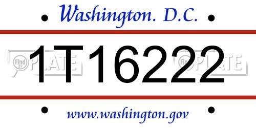 1T16222 District Of Columbia License Plate