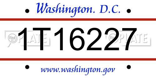 1T16227 District Of Columbia License Plate