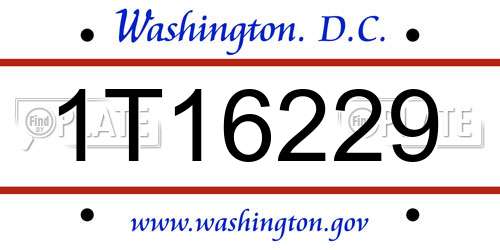 1T16229 District Of Columbia License Plate