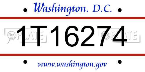 1T16274 District Of Columbia License Plate