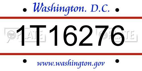 1T16276 District Of Columbia License Plate