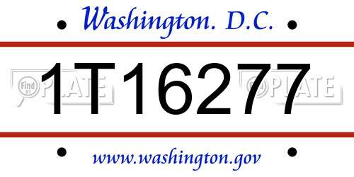 1T16277 District Of Columbia License Plate