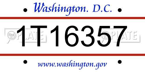1T16357 District Of Columbia License Plate