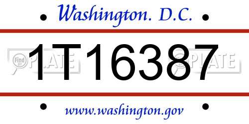 1T16387 District Of Columbia License Plate