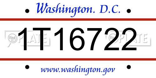 1T16722 District Of Columbia License Plate