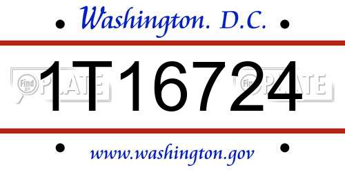 1T16724 District Of Columbia License Plate