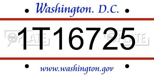 1T16725 District Of Columbia License Plate