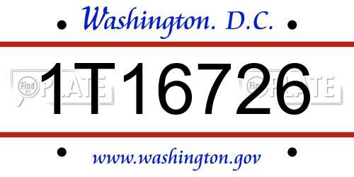 1T16726 District Of Columbia License Plate