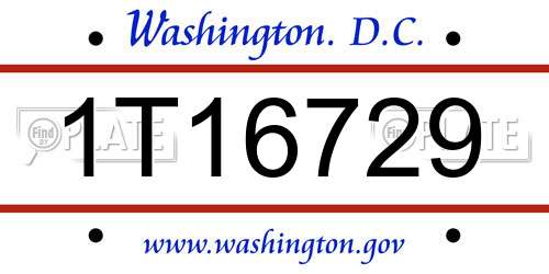 1T16729 District Of Columbia License Plate