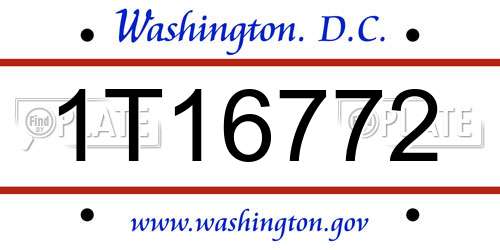 1T16772 District Of Columbia License Plate
