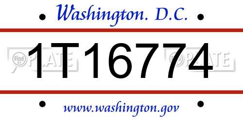 1T16774 District Of Columbia License Plate
