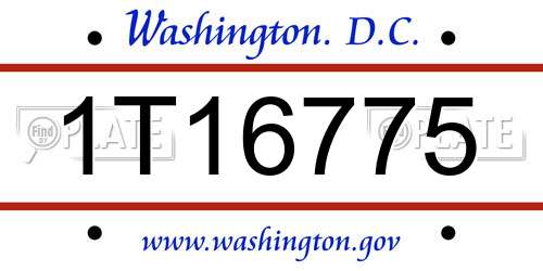 1T16775 District Of Columbia License Plate