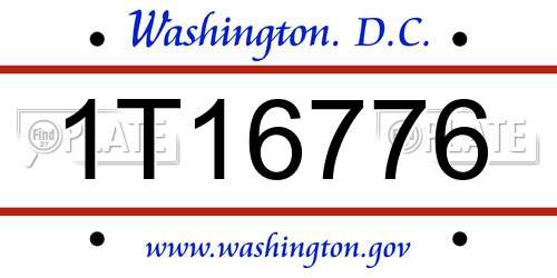 1T16776 District Of Columbia License Plate