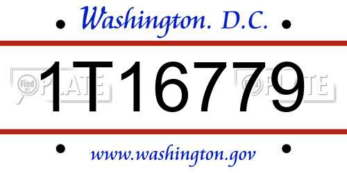 1T16779 District Of Columbia License Plate