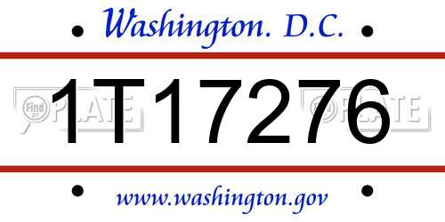 1T17276 District Of Columbia License Plate