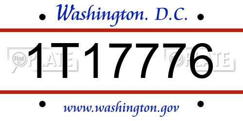 1T17776 District Of Columbia License Plate