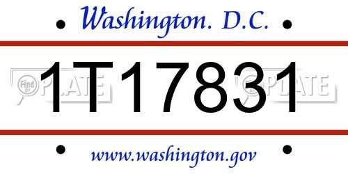 1T17831 District Of Columbia License Plate
