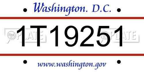 1T19251 District Of Columbia License Plate
