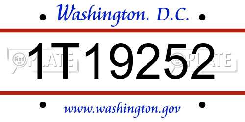 1T19252 District Of Columbia License Plate