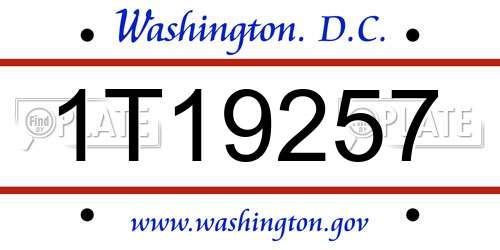 1T19257 District Of Columbia License Plate