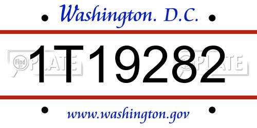 1T19282 District Of Columbia License Plate