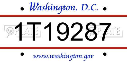 1T19287 District Of Columbia License Plate