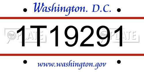 1T19291 District Of Columbia License Plate
