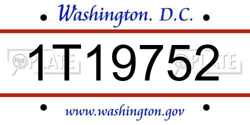 1T19752 District Of Columbia License Plate
