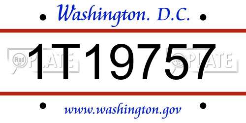1T19757 District Of Columbia License Plate