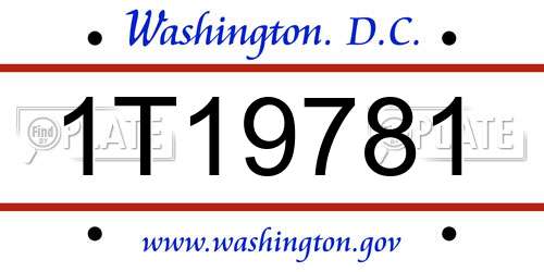 1T19781 District Of Columbia License Plate