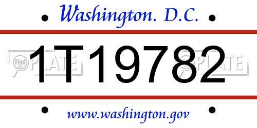 1T19782 District Of Columbia License Plate